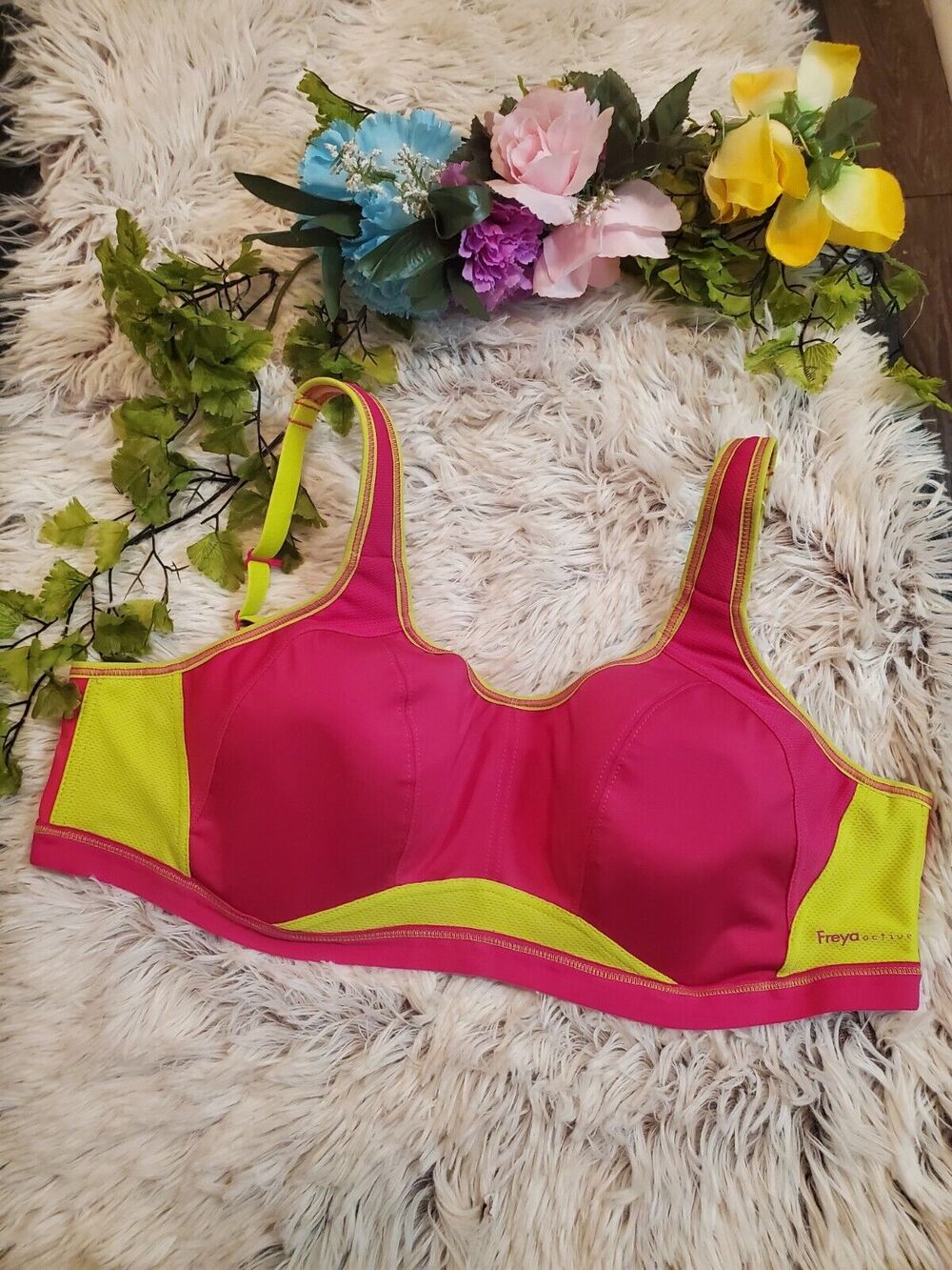 Y2K Freya Active 38B Pink Neon Underwire Sports Bra AA4004PIG SWIMWEAR $72